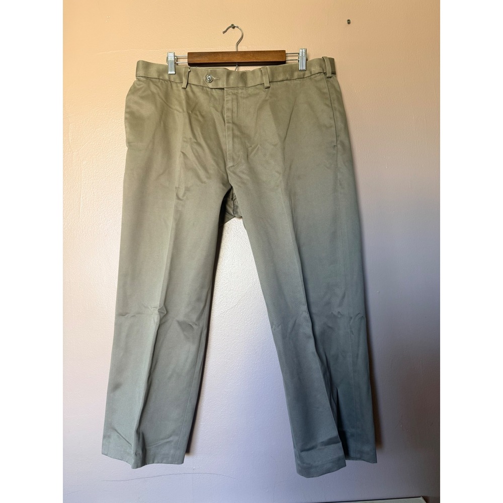 Perry Ellis Portfolio Pants 36x24Khaki Tan Chinos Flat Front Cotton Hemmed Mens